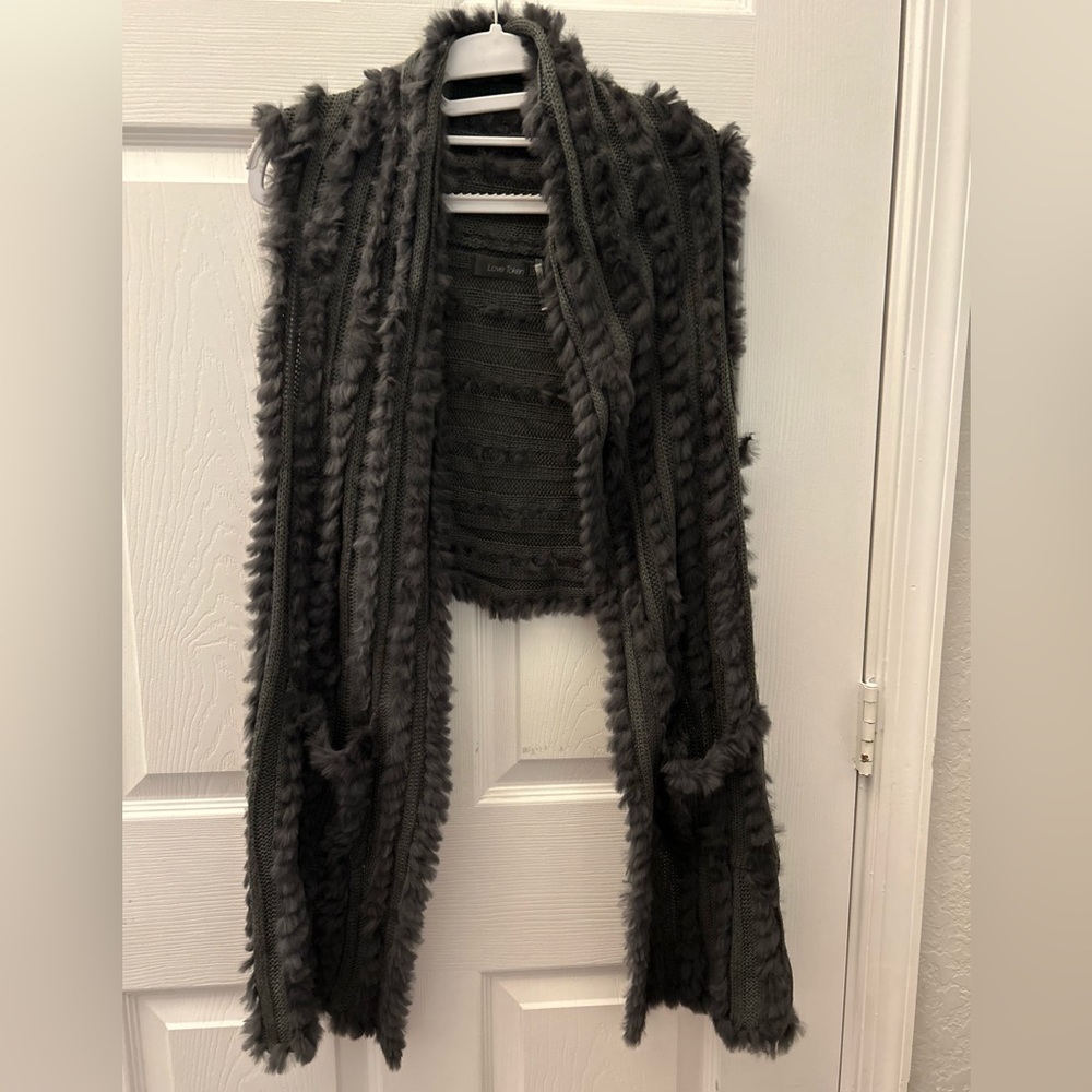 ! Love token REAL fur sleeveless shrug.